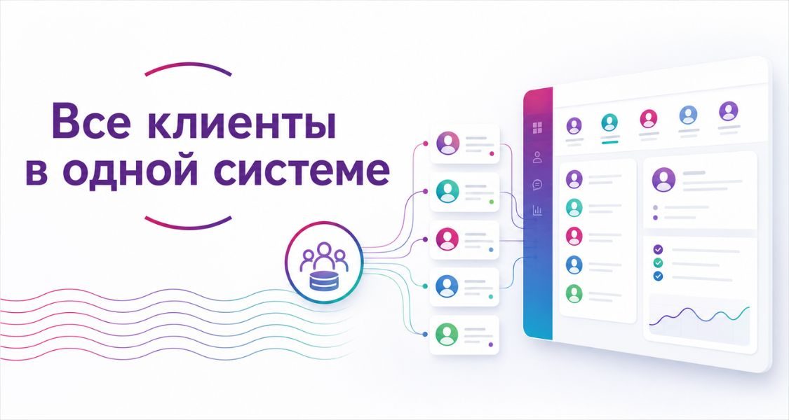 Иллюстрация: все клиенты в одной системе amoCRM